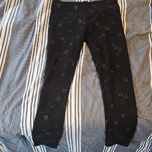 Black Heart Print Kids Leggings